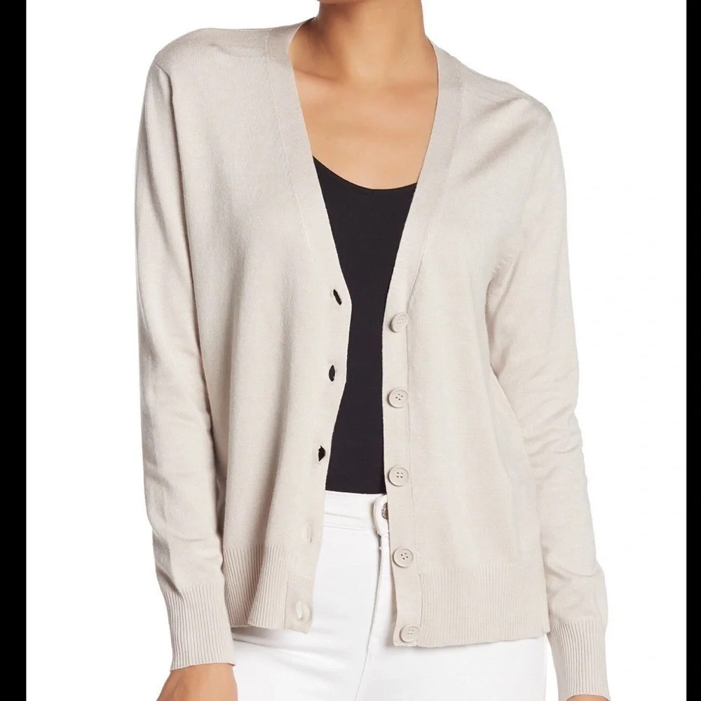 Magaschoni Long Sleeve V-Neck Cardigan Sweater XS